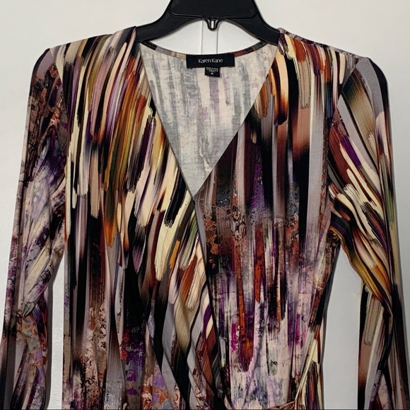 Karen Kane Brushstroke Print Surplice V-Neck Top - Picture 3 of 10